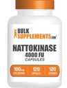 BulkSupplements.com Nattokinase 4000 FU Capsules - Nattokinase Supplement, Nattokinase 100 mg - Gluten Free, 1 Capsule per Service, 120 Capsules (Pack of 1)