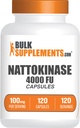 BulkSupplements.com Nattokinase 4000 FU Capsules - Nattokinase Supplement, Nattokinase 100 mg - Gluten Free, 1 Capsule per Service, 120 Capsules (Pack of 1)