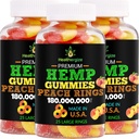 3PACK Hemp Gummies Premium HempOil Fresh Peach Ring Hemp Gummy-for Sleep, Calm, Relax, Chill-Natural yenibles Parti- Made in USA