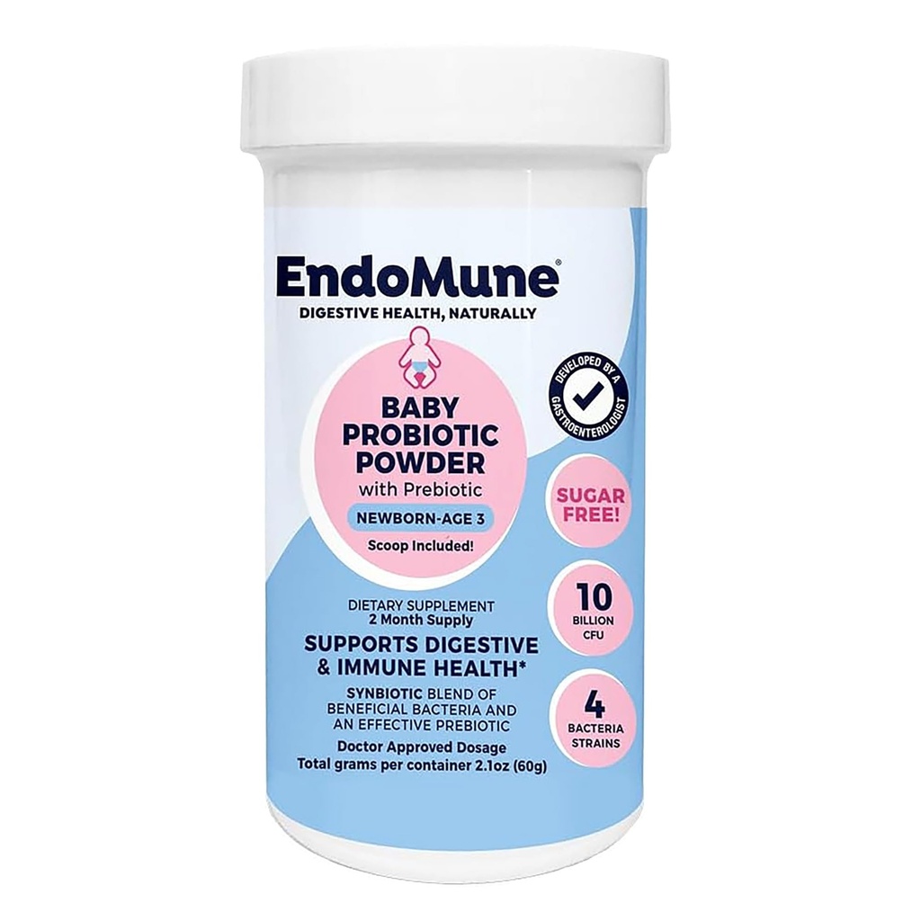 Endomune Jr Yeni doğanlar için Gelişmiş Probiyotik Toz, Bebekler, Toddler & Bebek - 10 Milyar CFUs - 4 Strains Bakteri & FOS Prebiyotik - Doktor Formula