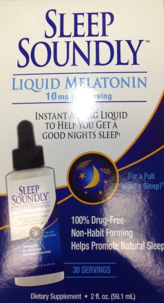 Sleep Soundly Liquid Melatonin 10 mg, Instant Acting Sleep Formula, 30 hizmet vermektedir, 2 Fl Oz ( 1'in paketi)