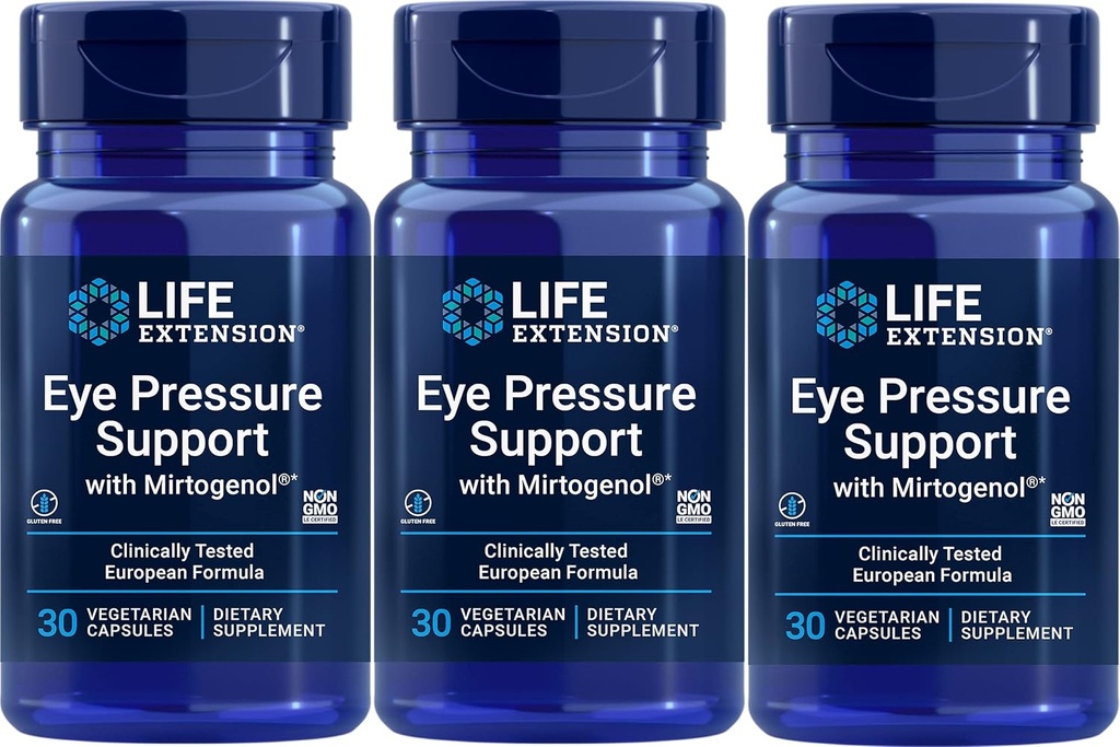 Life Extension Eye Printing Support with Mirtogenol,Vcaps 30 Count (Pack of 3)