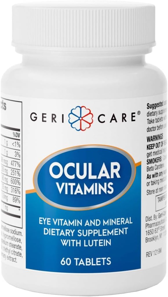 GeriCare Oculars, Eye Vitamins ve Mineraller Lutein, Diyetsel Tamam Tabletleri, 60 Kont (kısa 1)