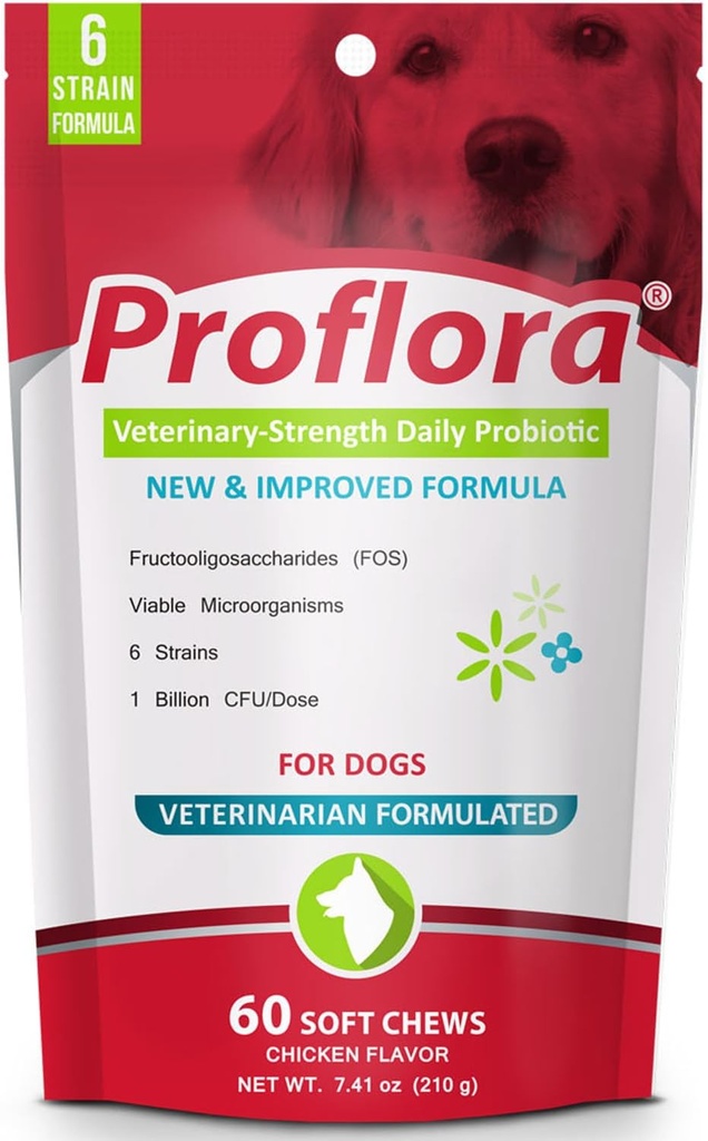 Probiotics for Dogs-Complete Gut Health & Immune Support. Easy to Use Digestive Multi-Strain Probiotics. Easier Diet Transitions, Healthier Skin & Coat & Helps Treat Diarrhea. 60 Soft Chews