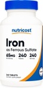 Nutricost Iron (As Ferrous Sulfate) 65mg, 240 δισκία - Μη ΓΤΟ, Χωρίς γλουτένη