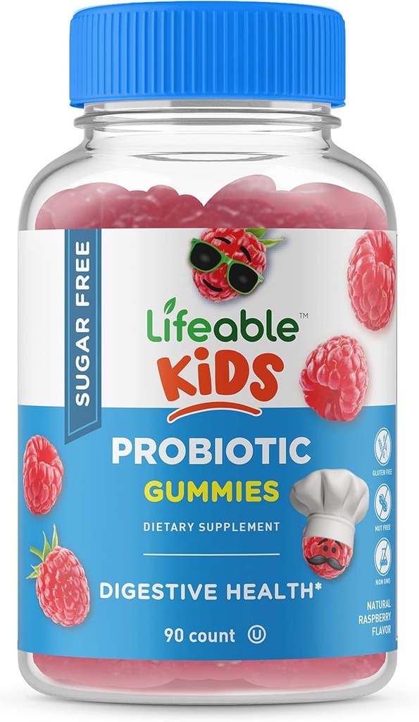 Çocuklar için Yaşamlanabilir Şeker Ücretsiz Probiyotikleri – Büyük Taşting Natural Flavor Gummy Supplement Chewable – GMO Free, Vegetarian, Gluten Free – for Gut Health and Immune Support – for Children – 90 Gummies