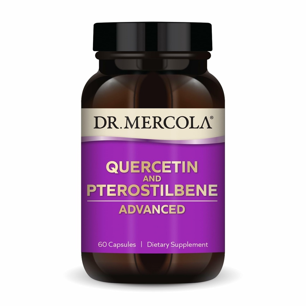 Dr. Mercola Quercetin & Pterostilbene Advanced - Supports Respiratory & Immune Health - 500 mg Quercetin - High-Bioavailability Formula - Non-GMO, Gluten-Free & Soy Free - 60 Capsules (30 hizmet)