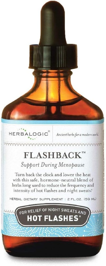 Herbalogic - Flashback Sıvı Herb Drops - Menopausal Hot Flashes, Gece Terleri, Uykusuzluk, Irritability & Mood Swings - 2 Fl. Oz.