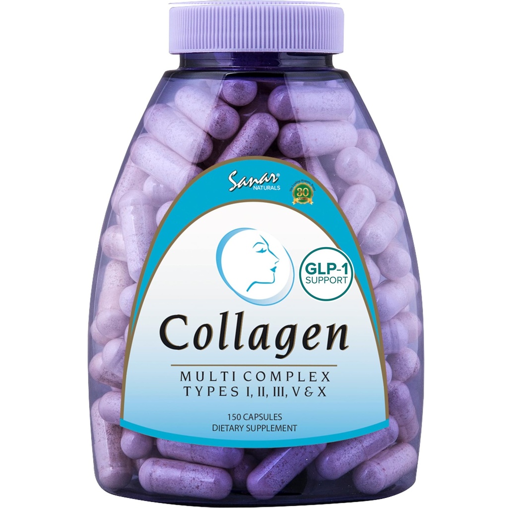 Sanar Naturals Multi Collagen Pills - Tip I, II, III, V, X - Ekstra Güçlü Saç Skin Nails Ortakları - Kadınlar ve Erkekler için Hidrozed Collagen, 150 Capsules