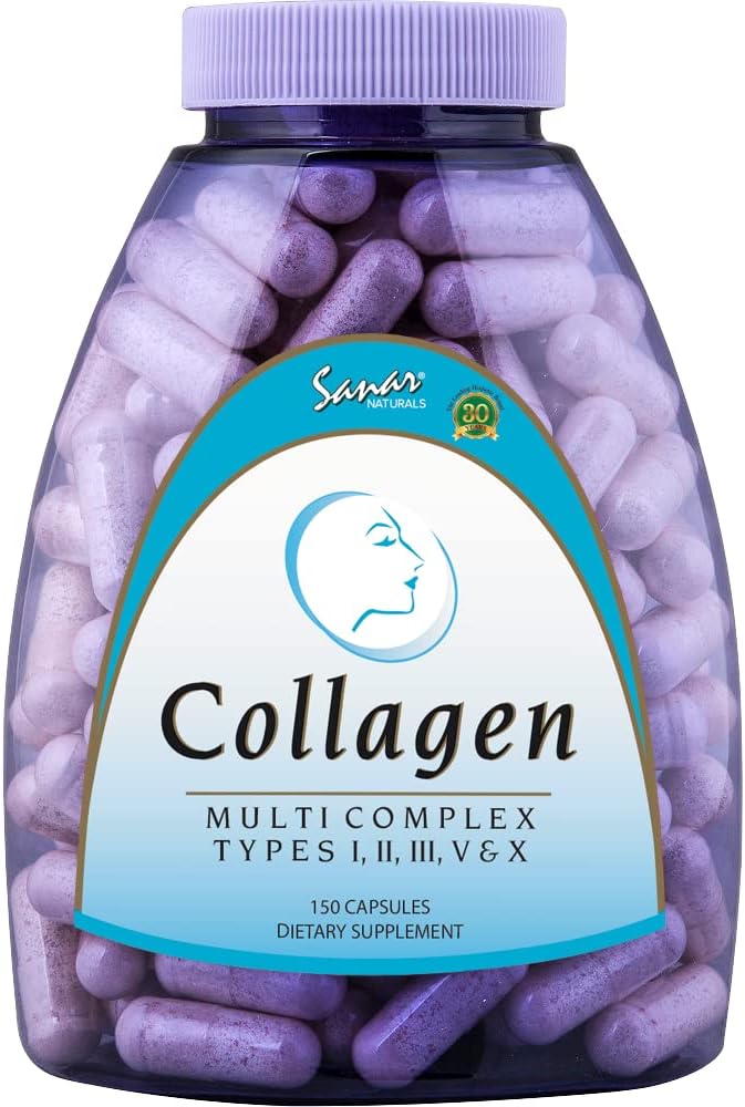 Sanar Naturals Multi Collagen Pills - Tip I, II, III, V, X - Ekstra Güçlü Saç Skin Nails Ortakları - Kadınlar ve Erkekler için Hidrozed Collagen, 150 Capsules