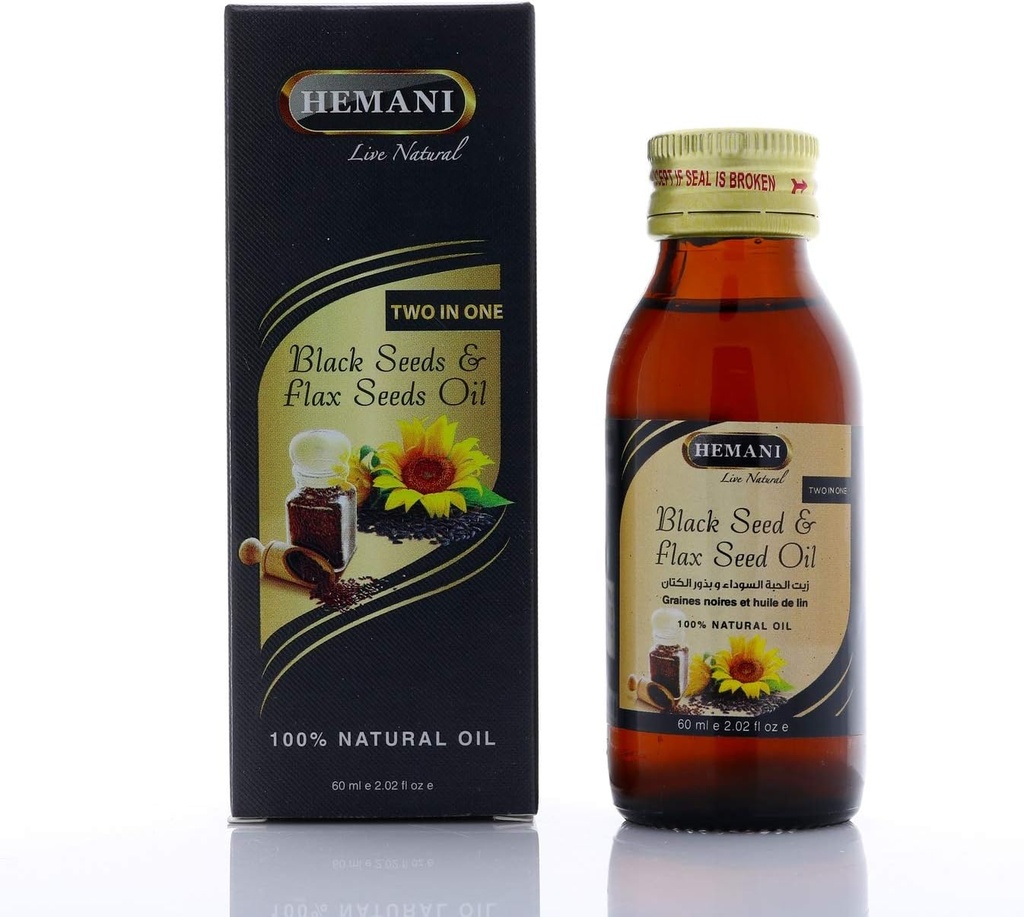 Hemani κρύο-Pressed μαύρο σπόρο και λινάρι μείγμα έλαιο 60ml- χωρίς γλουτένη, μη GMO, υψηλό σε Ωμέγα 3, 6, & 9, υποστηρίζει κοινή, εγκέφαλος, και λειτουργία καρδιάς