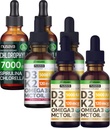 NUSAVA Strawberry Flavored D3 K2 Drops, Vanilla Flavored D3 K2 Drops, & Chlorophyll Liquid Drops Sche - Potent Liquid Vitamins for Heart, Joint, Energy, & Immune Support - Non-GMO, Gluten-Free, 2pk