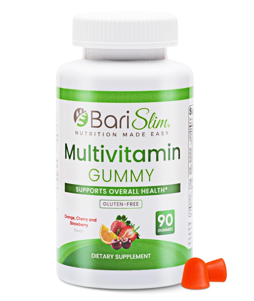 BariSlim Bariatric Chewable Multivitamin Gummies - Kilo kaybı cerrahisi sonrası hastalar için özel olarak formüle edilen Gummy Vitamin - Digest & Great Tasting Fruit Flavors | Meyve 90 Chews