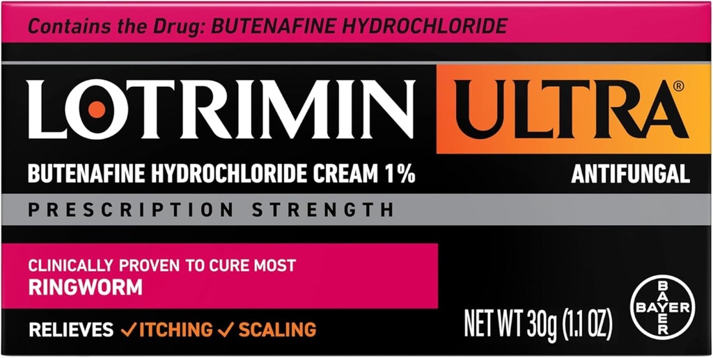 Lotrimin Ultra Ringworm Cream, Butenafine Hydrochloride% 1, En Ringworm Etkili Antifungal Tedavisi, 1.1 Ounce (30 Grams)