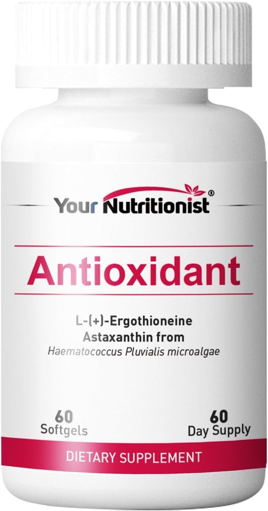 Antioxy Softgel - Algae'den Astaxanthin, Ergothioneine - 60 Konts, 60 Day Supplygel