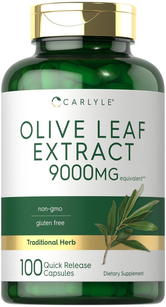Carlyle Olive Leaf Extract Capsules | 9000 mg | 100 Count | Non-GMO, Gluten Free | High Potency Supplement