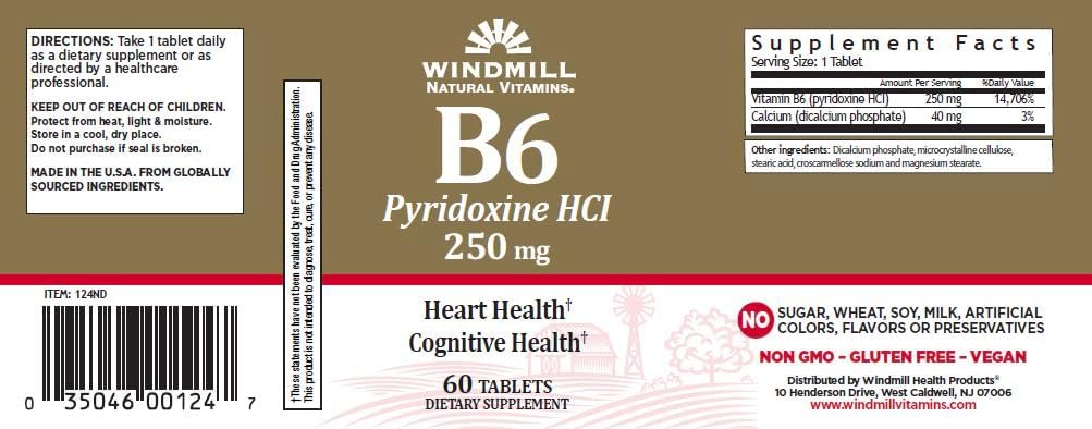 Συσκευασία των 3 κάθε WM VITAMIN B-6 250MG 60'S PT350460124 [Υγεία και Ομορφιά]