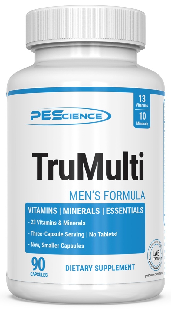 PE Science Tru, Erkekler için Çok Çokvitamin, Premium Vitamin C, D, çinko, Kromium Picolinate Supplement for Immune Support, Chelated Minerals, 90 Easy to Swallow Capsules