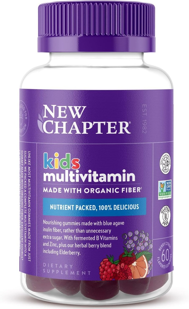 Yeni Bölüm Kids Multivitamin Gummies - 65 Daha Az Şeker, Çocuklar C, D3 & çinko, Non-GMO, Gluten Free, Berry-Citrus, 60ct
