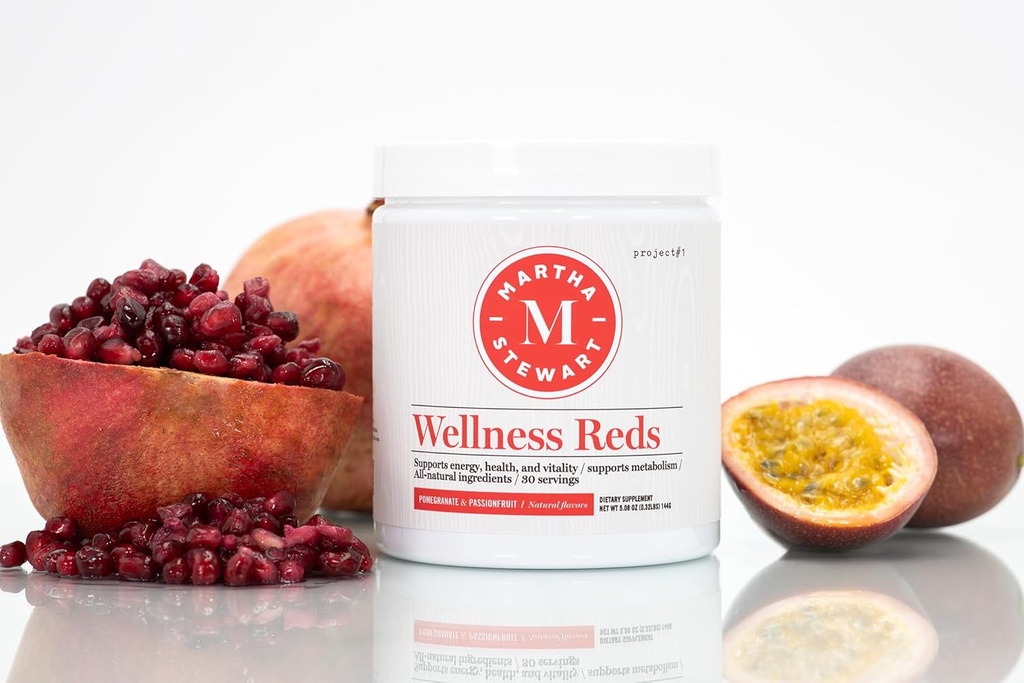 Martha Stewart Wellness Reds - Antioksi-Rich Superfoods with Beet Root Toz for Health - Energy Toz İçecek Mix | Meyve Protein Toz | Antioksis Supplement [Pomegranate]