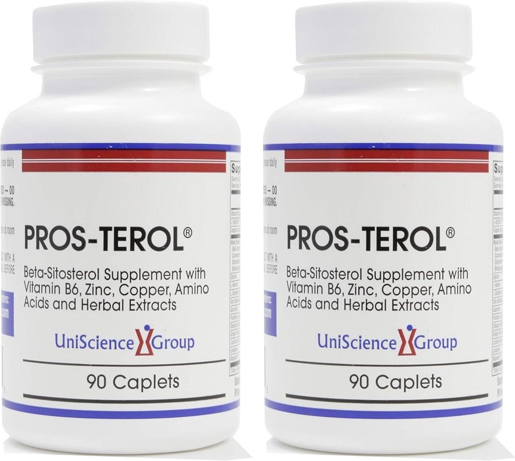 Pros-TEROL (2 Şişe kit), Prostate Relief with 900 mg Plant Sterols with Riley Tohum, Sting Nettle Root, Ginger Root, Licorice Root, 90 Caplets