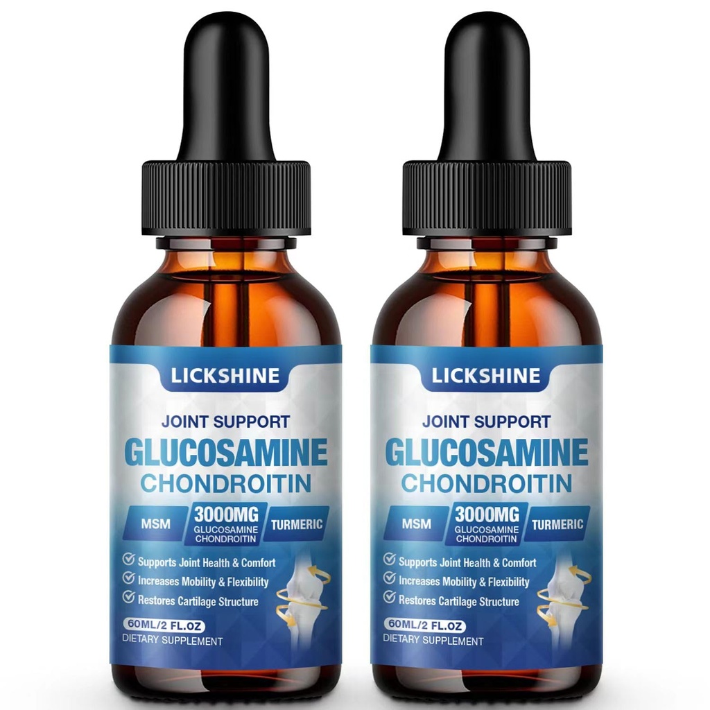 2 Pack Glucosamine Chondroitin MSM Liquid Drops - Quercetin Boswelia, Bromelain, Hyaluronic Asit, Antioksi Immune Support (4 Fl oz)