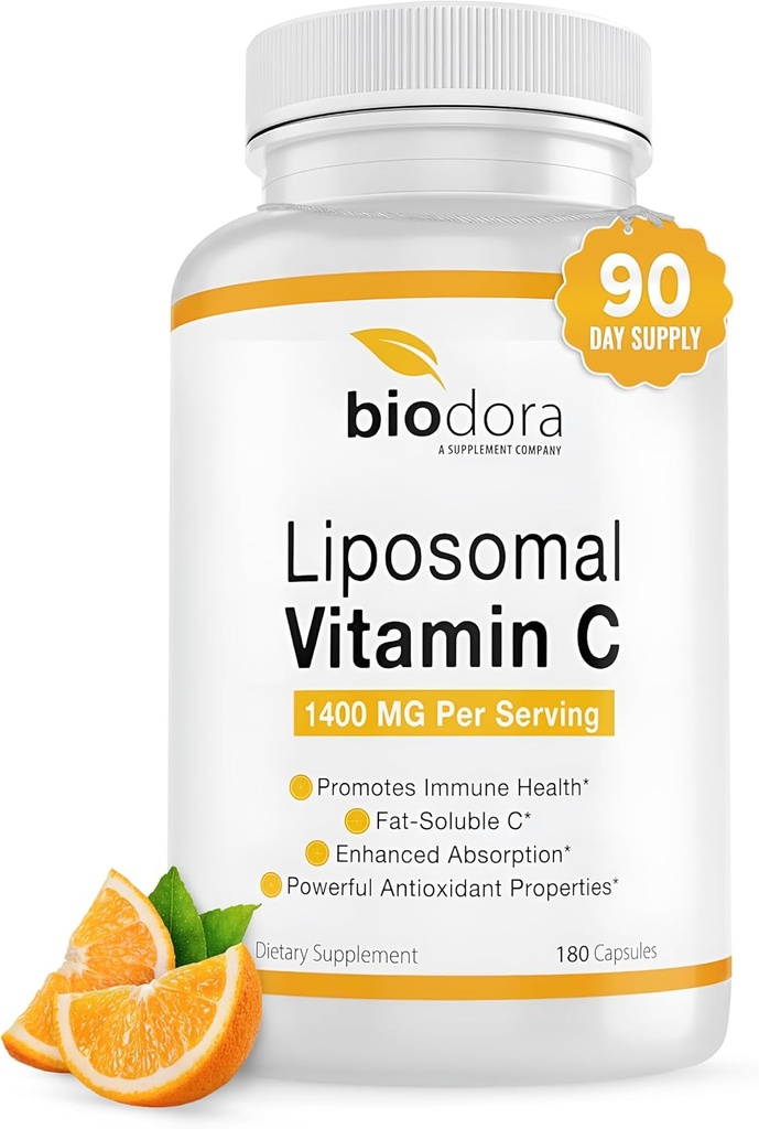 Liposomal Vitamin C, Healthy Immune System, Supports Heart Health, Enhanced Energy Level, Antioxidant Properties, 1400mg Per Servings, 180 Capsules