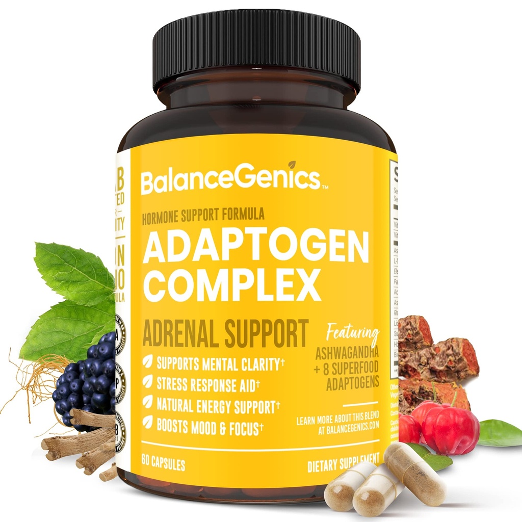 Συμπλήρωμα στήριξης Adrenal με Ashwagandha, Ιερός Βασίλειος, Rhodiola Rosea 