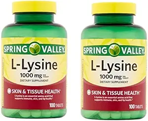 Spring Valley - L-Lysine 1000 mg, 100 Tablet (Pack of 2)