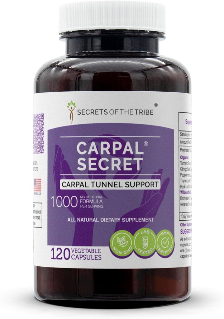 Secrets of the Tribe - Carpal Secret, Carpal Tunnel Support, Herbal Supplement Blend (120 Capsules)