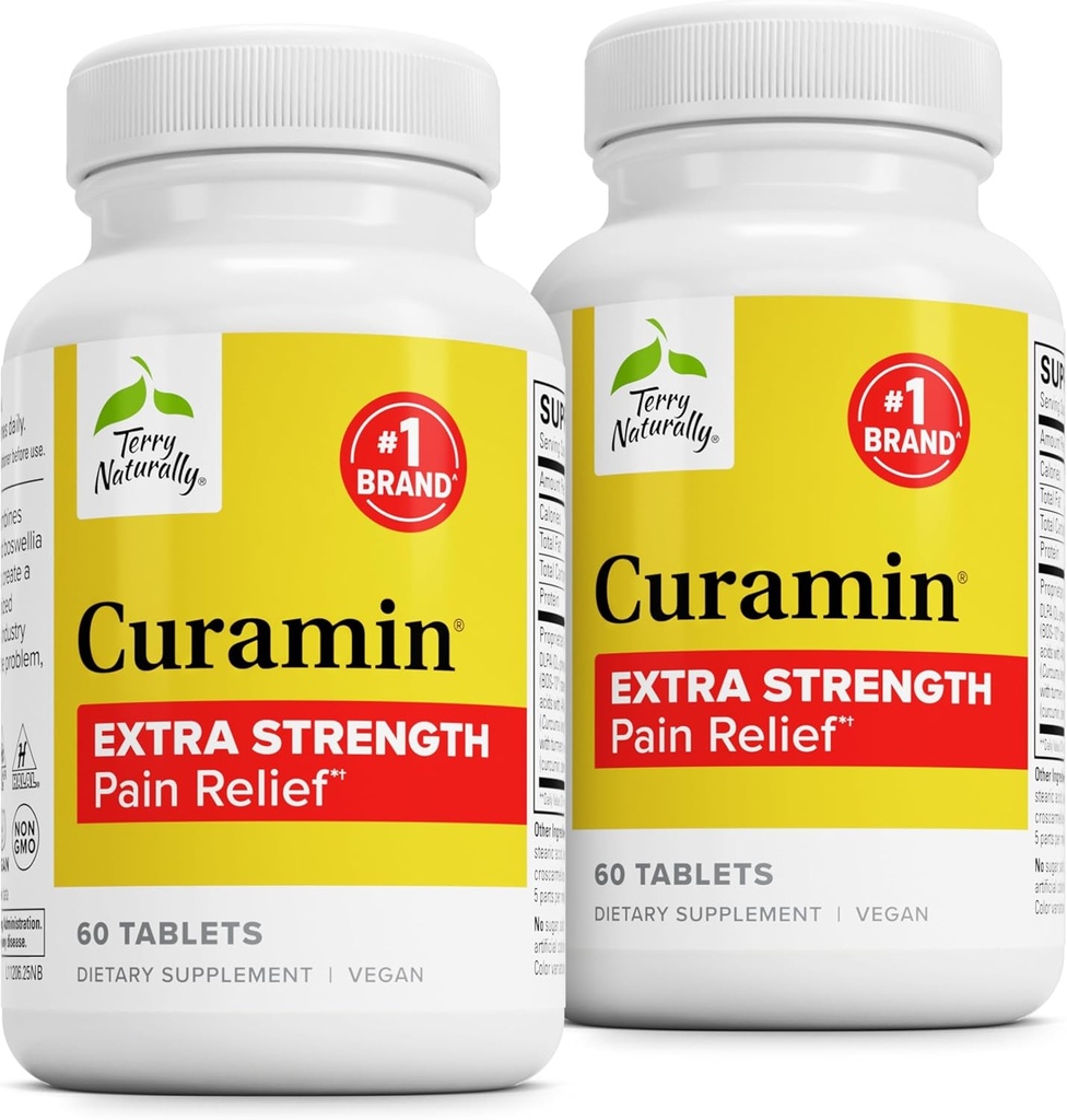Terry Natural Curamin Extra Strength - Curcumin & Boswellia for Health Circulation Support - Turmeric Supplement to Support Commons, Muscle Health & Endorphin Production - 60 Tabletler (Brorphin Production)