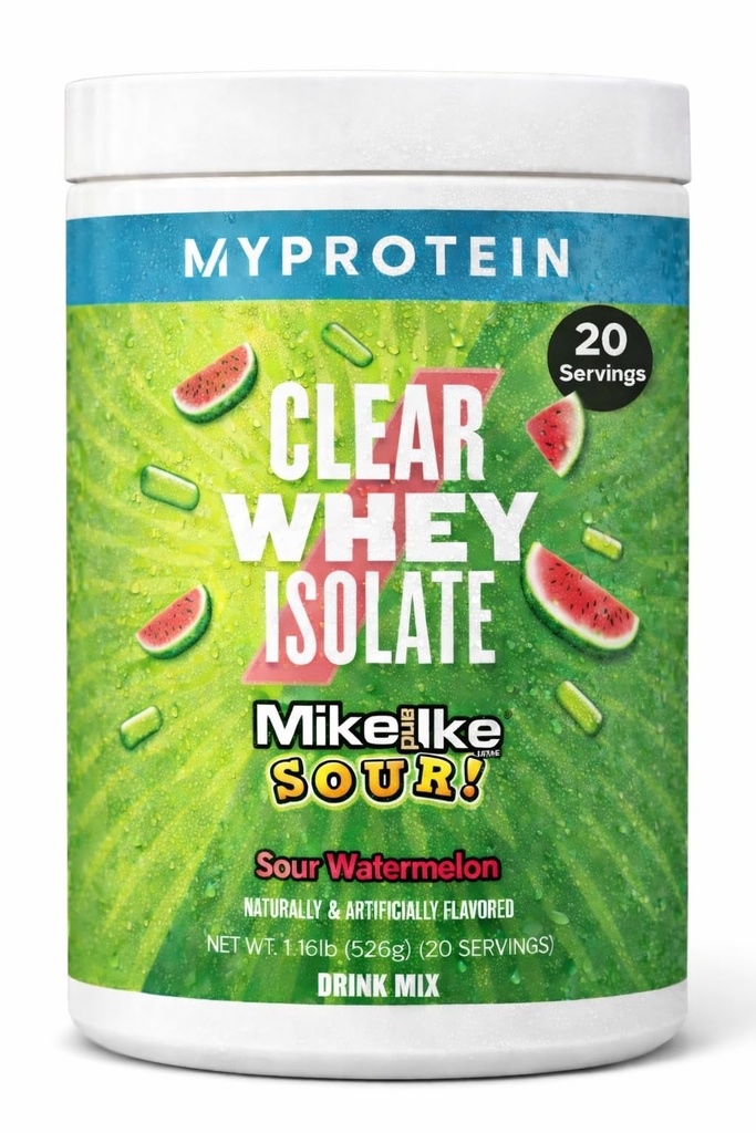 Myprotein Clear Whey Isolate Protein Toz, 1.1 Lb (20 hizmet) Meyvey Mike ve IKE Sour Watermelon IKE Sour Watermelon Drink Mix, 20g Protein per Service, Daily Drink for Superior Performance