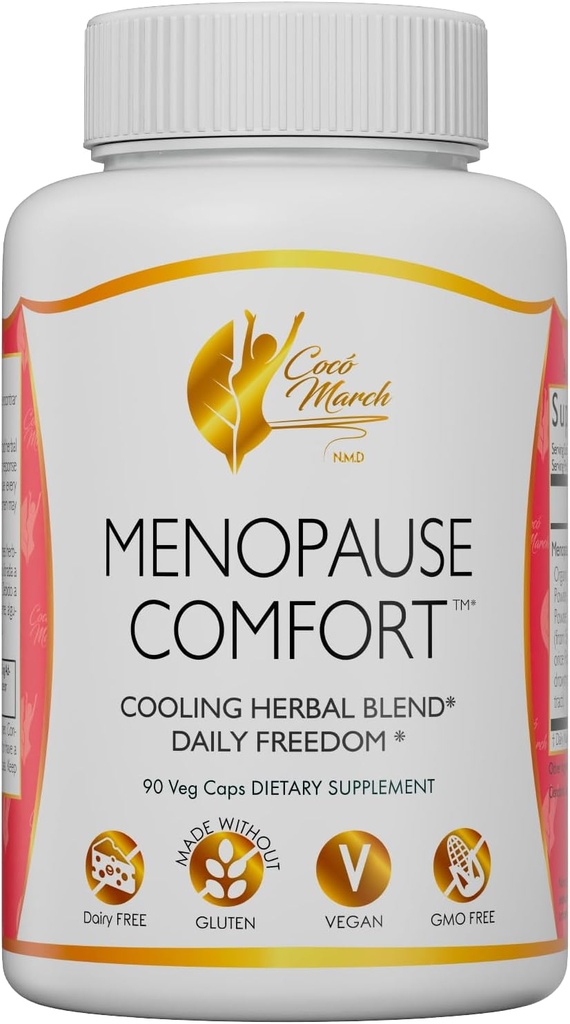 Cocó Mart N.M.D Menopause Comfort Fast Relief from Flushing, Soğutma Herbal Mix - Süt Free, Gluten Free, Vegan, GMO Free, 90 Veggie Caps