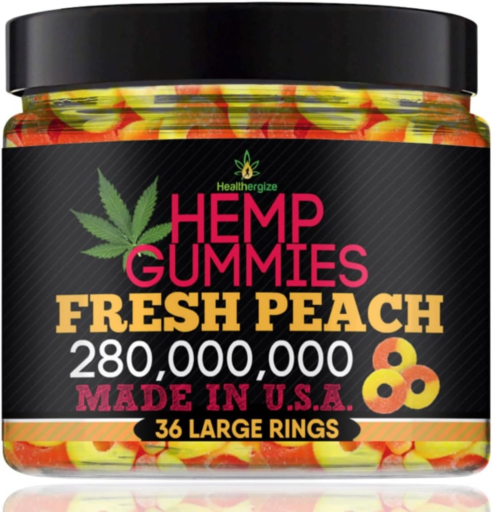 Κρέας κάνναβης Gummies για την ειρήνη και την χαλάρωση-υψηλής ισχύος Hemp Oil Gummys Ροδάκινο-Fresh Full Flavor-Φυσική κάνναβη Διατροφές-για την πλάτη, γόνατα, ηρεμία, ύπνος, δυσφορία-36 μεγάλα δαχτυλίδια-φτιαγμένα στις ΗΠΑ