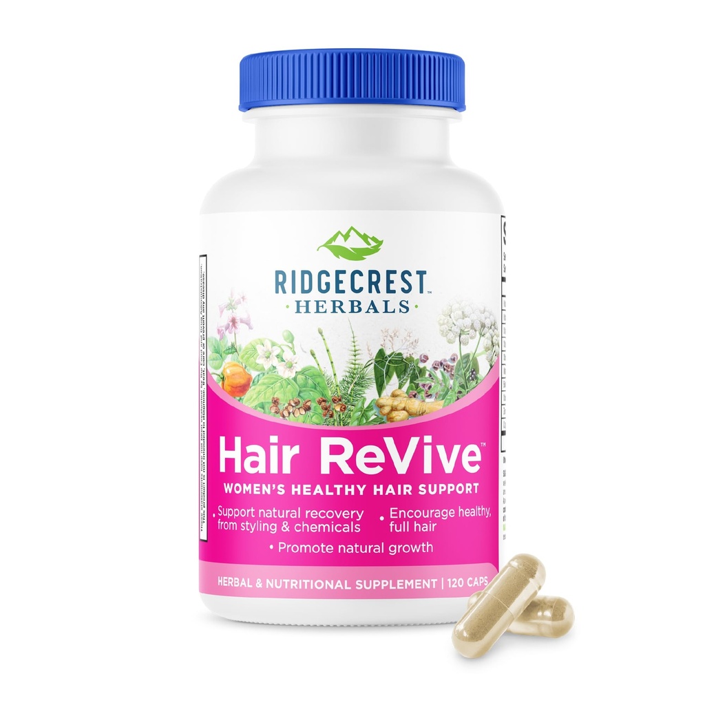 RidgeCrest Herbals Saç ReVive, Beslenme Saç Saçı C, Biotin (6000 C), çinko ve Bakır, Kadınlar için Saç Vitaminleri Sağlıklı Saçları Desteklemek, Cilt ve Nails (120 Caps, 30 Hizmet)