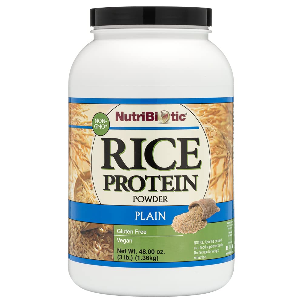 NutriBiotic Plain Rice proteini, 3 Lb (1.36kg) | Low Carb, Vegan & Raw Protein Toz | Grown ve Kimyasallar, Gluten veya GMOs | Keto Friendly & Easy to Digest