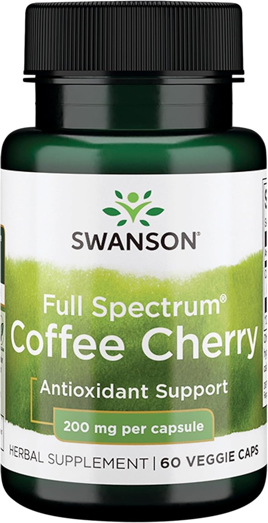 Swanson Full-Spectrum Coffee Cherry - Herbal Supplement Immune System Support & Supplying Essential Phytonutrients - Natural General Wellness Support - (60 Veggie Capsules, 200 mg Her)