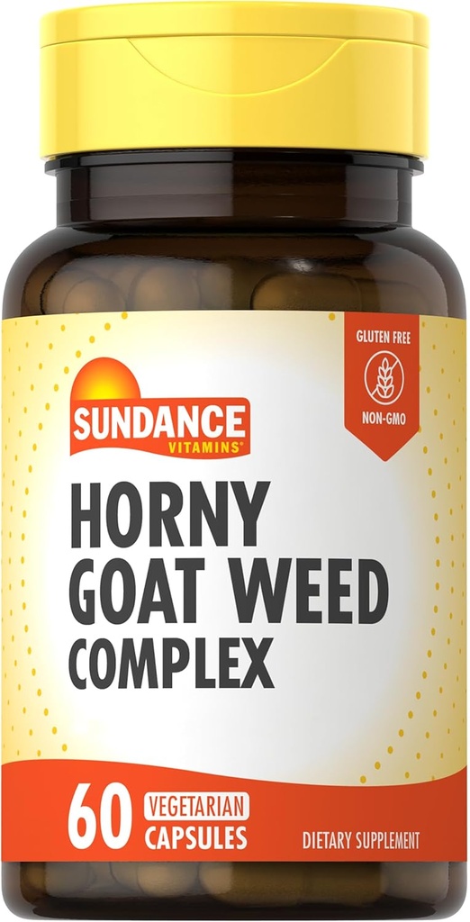 Sundance Horny Goat Weed Complex | 60 Capsules | Maca, Tribulus Terrestris ve L-Arginine | Vegetarian, Non-GMO & Gluten Free Supplement Supplement