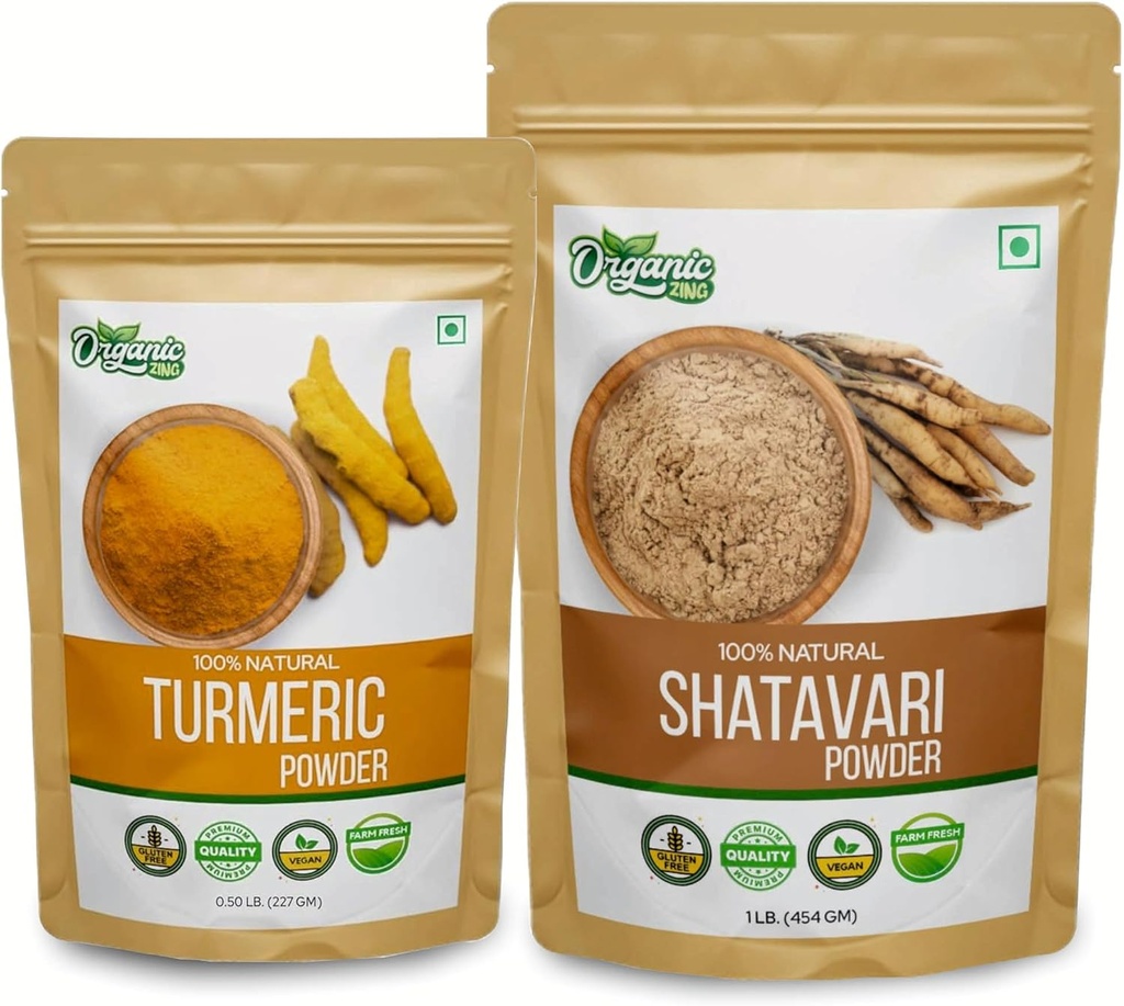 ORGANIC ZING Shatavari - 454g & Κουρκουμάς - 227g