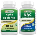 Best Natural Alpha Lipoic Acid 600 mg & NAC N- Acetyl- Cysteine 600 mg