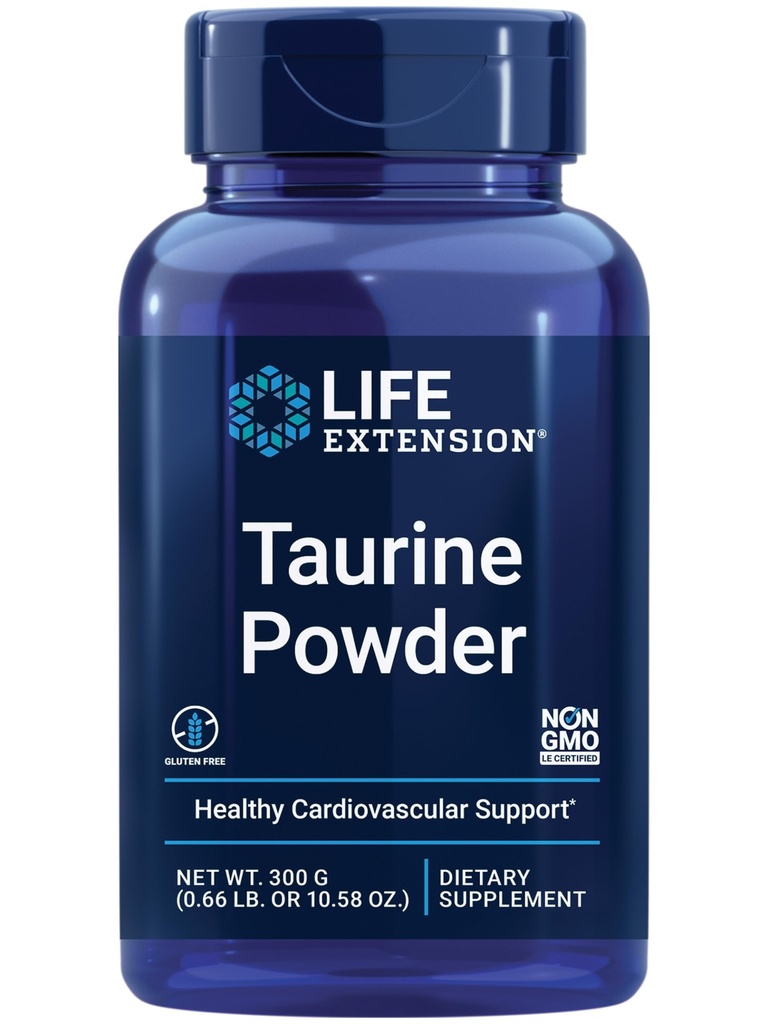 Life Extension Taurine Toz - Sağlıklı Cardiovascular Destek, Beyin Sağlığı, Sağlıklı Ağlama ve Kas ve Egzersiz Kurtarmayı Teşvik Ediyor - Gluten-Free, Non-GMO, Vegetarian – 300 Gramscular