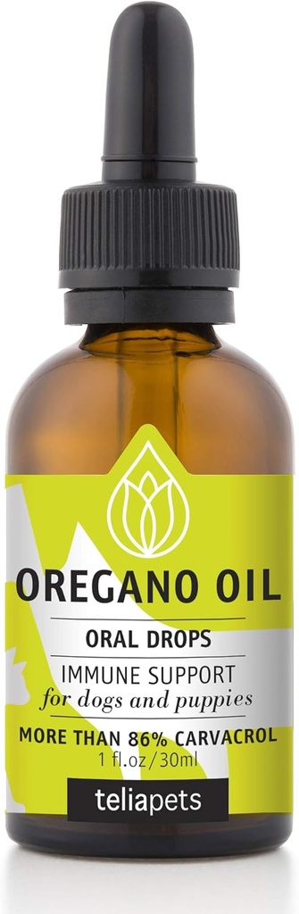 Vetercure Oregano Oral Drops Oral για κατοικίδια- Φυσική ανοσοποιητική υποστήριξη για σκύλους & κουτάβια- συμπλήρωμα κατοικίδιων ζώων - Βαθιά δράση καθαρισμού για το τέλειο παλτό σκύλου, δέρμα & συνολική υγεία-1 fl.oz