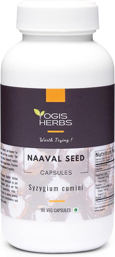 Κάψουλες ναυτικών σπόρων YOGIS HERBS (Syzygium cumini/Jamun Seed/Indian BlackBerry) 90 κάψουλες Veg