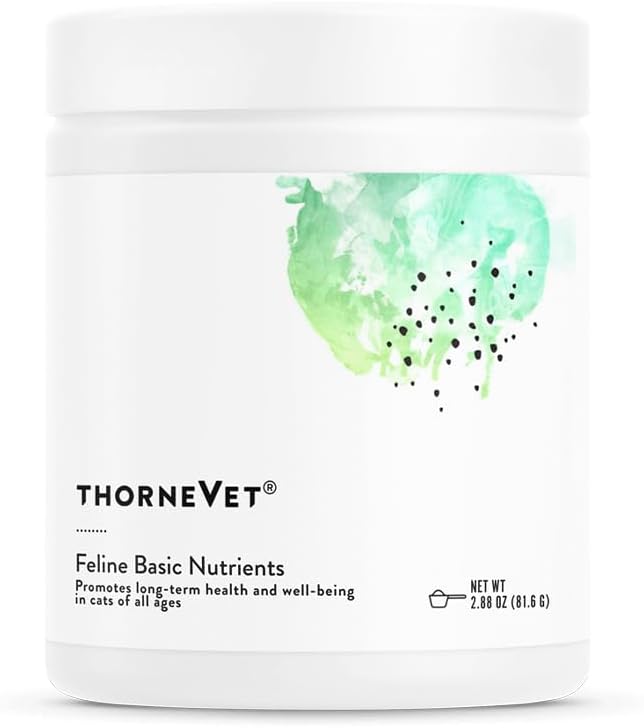 ThorneVet Feline Temel Nutrients - Multivitamin ve Mineral Toz Sağlığı Bütün Çağların Kedileri için Tamam - Amino Asits, Omega 3 Fatty Acids & Probiyotiks - Tasty Beef Liver Flavor - 120 Scoops