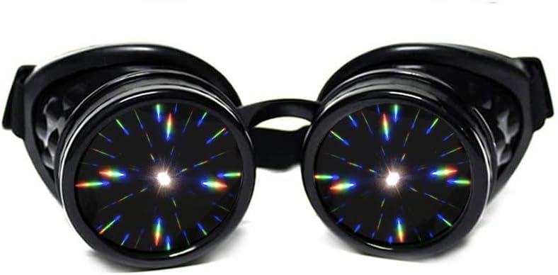 GloFX μαύρο προσδεδεμένα γυαλιά περίθλασης, Tinted Φακοί, Limited Edition – Raves, EDM Festival Αξεσουάρ, Light Shows, Club, Concert Wear - 3D Rainbow Prism Fractal Καλειδοσκόπιο