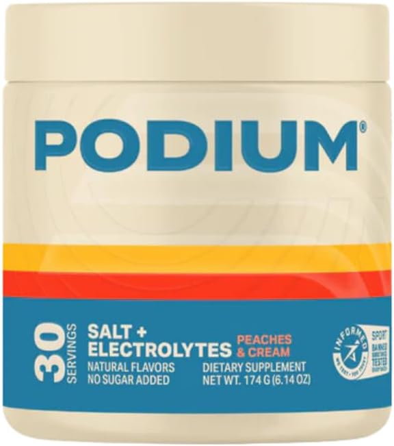 Podium Beslenme Eğitim Salt + Elektrolytes Toz, Peaches & Cream, Post Workout Hydration & Muscle Recovery Support, Electrolyte Drink, Magnezyum, Pyum, Macau Salts, 30 Hizmet