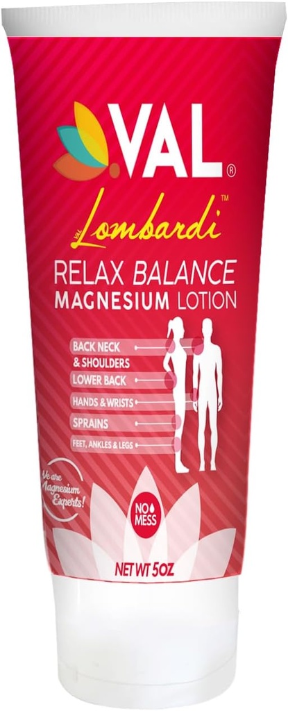 VAL Lombardi Relax Magnezyum Lotion | Arnica, Camphor & Menthol | Ortaklar için Hızlı Yardım, Kaslar, Geri, Omuzlar, Ayaklar | Grko | 5oz