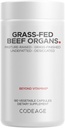 Kodage Grass Fed Beef Organları Tamam - Glandulars Supplements - Freeze pet, Non-Defated, Desiccated Liver, Heart, Kidney, Pancreas & Spleen Bovine Pills - Vitamin Capsules - Non-GMO -180 Capsules
