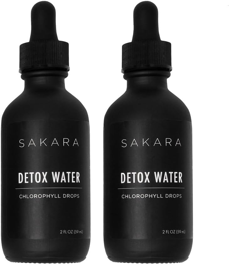 SAKARA Detox σταγόνες νερού, 60 σέρβις - Υγρές σταγόνες χλωροφύλλης, Χλωροφύλλη Νερό για Λεμφική αποστράγγιση, Αποτοξινωτικό Σώμα, Φυσική Ενέργεια Υποστήριξη, Υγρές σταγόνες χλωροφύλλης συμπλήρωμα, Βιταμίνες