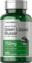 Horbäach Green Lipped Mussel | 750 mg | 120 Capsules | Yeni Zelanda'dan | Premium Freeze kıl Mussel Toz | Non-GMO ve Gluten Ücretsiz